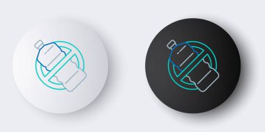 Gri arkaplanda plastik şişe simgesi yok. Renkli taslak konsepti. Vektör.