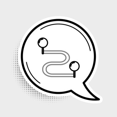 Hat Rotası konumu simgesi gri arkaplanda izole edildi. Harita işaretçisi işareti. Yol ya da yol kavramı. GPS navigatörü. Renkli taslak konsepti. Vektör.