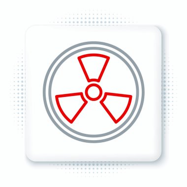 Beyaz arkaplanda radyoaktif çizgi simgesi izole edildi. Radyoaktif zehirli sembol. Radyasyon tehlikesi işareti. Renkli taslak konsepti. Vektör.