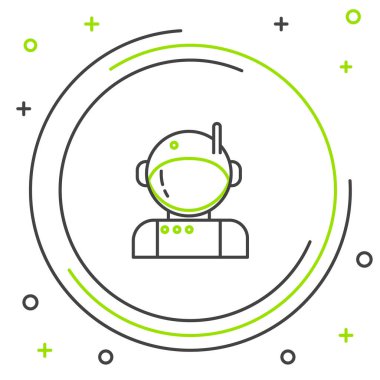 Çizgi Astronot simgesi beyaz arkaplanda izole edildi. Renkli taslak konsepti. Vektör.