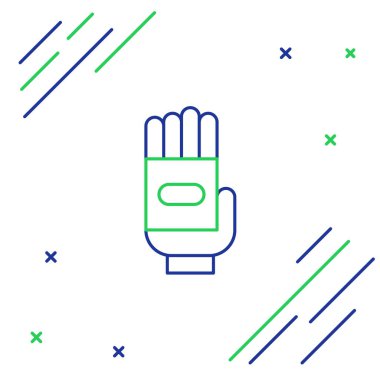 Çizgi bahçesi eldiven simgesi beyaz arkaplanda izole edildi. Lastik eldivenlerin işareti. Çiftçilik el koruması, eldiven güvenliği. Renkli taslak konsepti. Vektör.