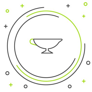 Çizgi sosu tekne simgesi beyaz arkaplanda izole edildi. Sos kasesi. Renkli taslak konsepti. Vektör.