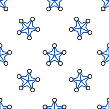 Hat Altıgen Şerif ikonu beyaz arka planda kusursuz desen tespit etti. Polis rozeti ikonu. Renkli taslak konsepti. Vektör.