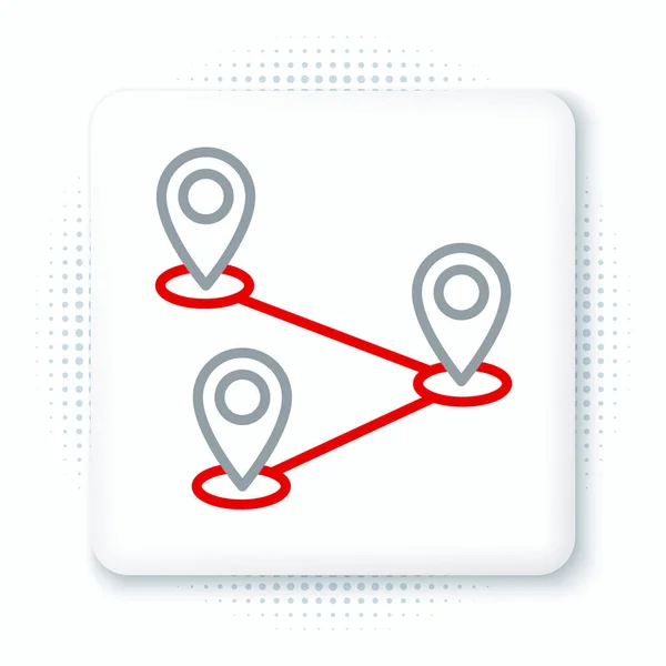 Icono Ubicación Line Route Aislado Sobre Fondo Blanco Señal Mapa — Vector de stock
