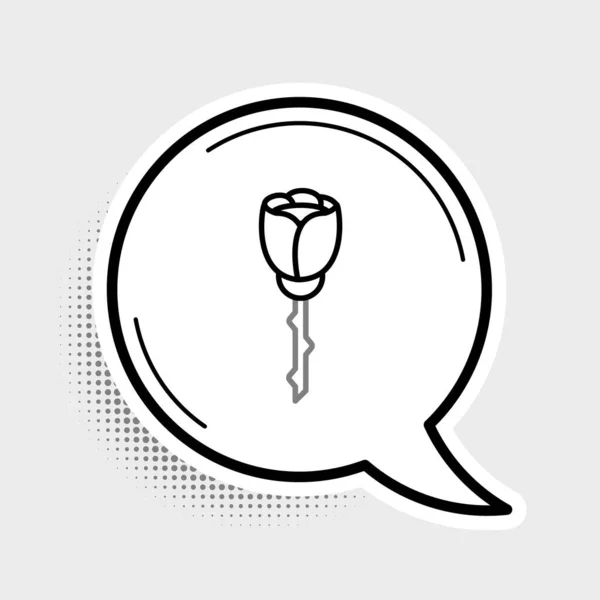 Line Flower Rose Symbol Isoliert Auf Grauem Hintergrund Buntes Rahmenkonzept — Stockvektor