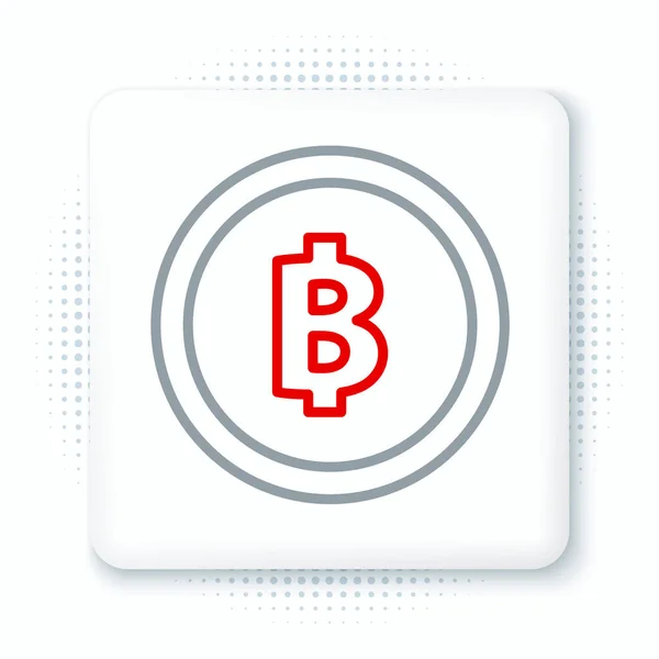 Line Cryptocurrency Coin Bitcoin Icon Isolated White Background Physical Bit — Stock Vector