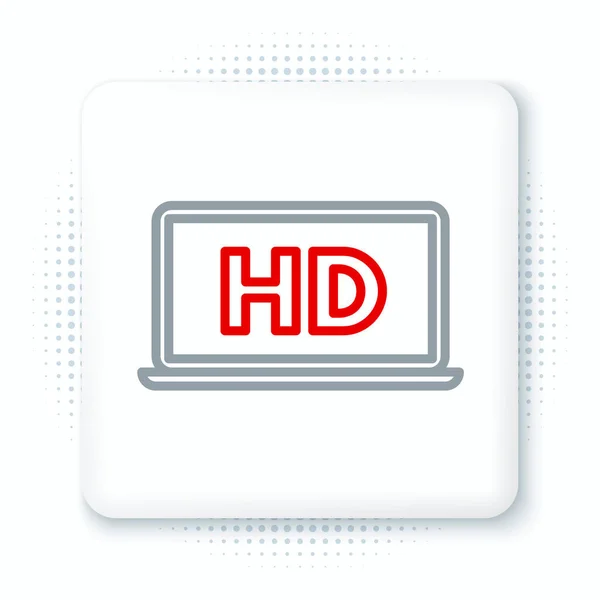 Vonal Laptop Képernyő Video Technológia Ikon Elszigetelt Fehér Alapon Színes — Stock Vector