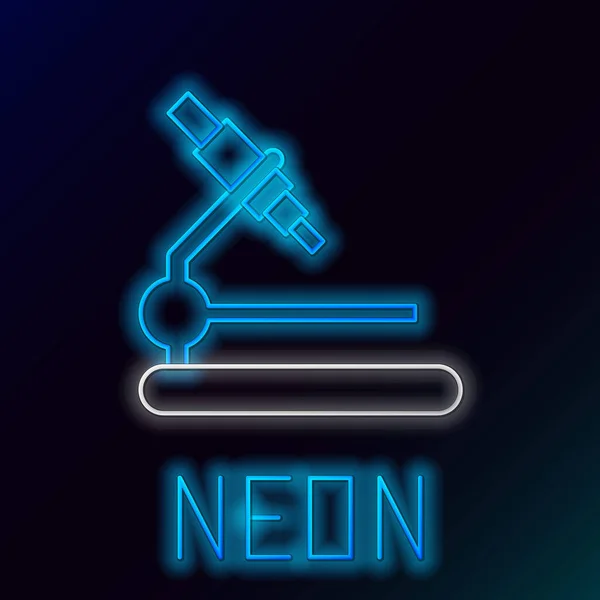 Leuchtendes Neonlinienmikroskop Symbol Isoliert Auf Schwarzem Hintergrund Chemie Pharmazeutisches Instrument — Stockvektor