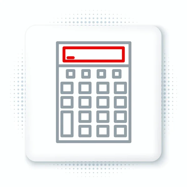 Icono Calculadora Línea Aislado Sobre Fondo Blanco Símbolo Contable Cálculos — Vector de stock