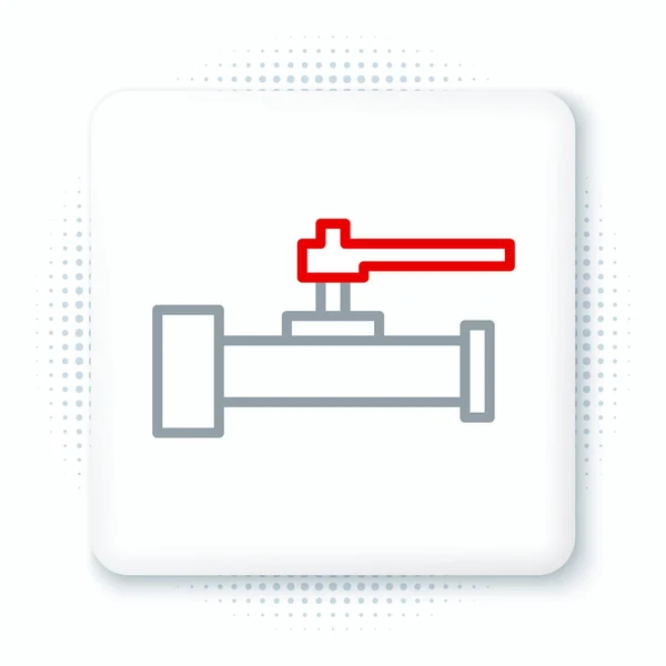 Ligne Industrie Tuyaux Métalliques Icône Soupape Isolé Sur Fond Blanc — Image vectorielle