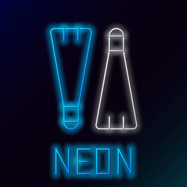 Glödande Neon Linje Gummi Flippers För Simning Ikon Isolerad Svart — Stock vektor