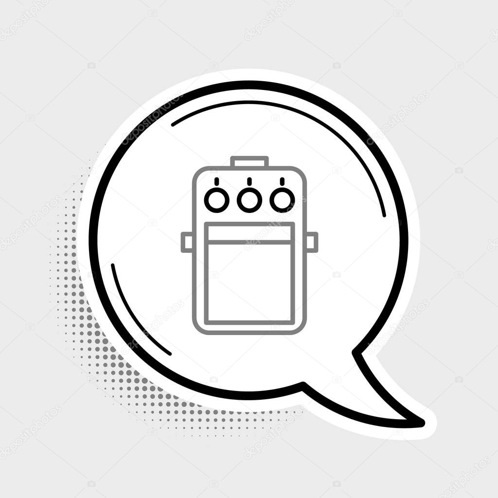 Line Guitar pedal icon isolated on grey background. Musical equipment. Colorful outline concept. Vector.