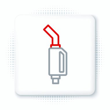 Hat benzini pompası başlığı simgesi beyaz arkaplanda izole edildi. Yakıt pompası istasyonu. Yakıt ikmal tabelası. Benzin istasyonu ikonu. Renkli taslak konsepti. Vektör.