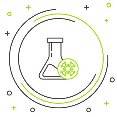 Beyaz arkaplanda çizgi antifriz test tüpü simgesi izole edildi. Otomobil servisi. Araba tamiri. Renkli taslak konsepti. Vektör.