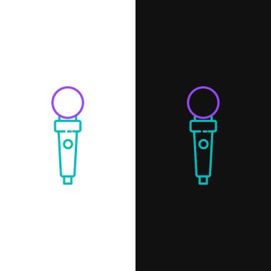 Oyun makinesi simgesi için Line Joystick beyaz ve siyah arkaplanda izole edildi. Joystick oyun alanı. Renkli taslak konsepti. Vektör.