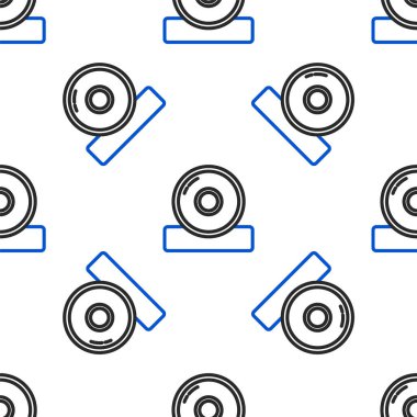 Otolaryngological baş yansıtıcı simgesi beyaz arka planda izole edilmiş kusursuz desen. Hastanın kulağını, boğazını ve burnunu incelemek için ekipman. Renkli taslak konsepti. Vektör.
