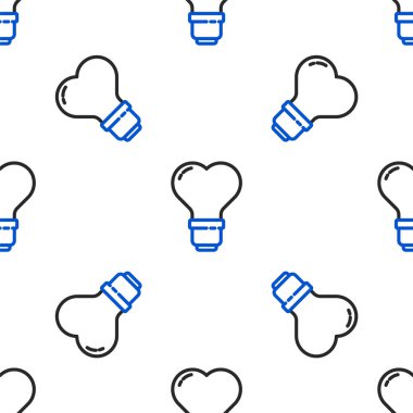 Ampul simgesinde çizgi kalp şekli beyaz arka planda izole edilmiş. Aşk sembolü. Sevgililer Günü sembolü. Renkli taslak konsepti. Vektör.