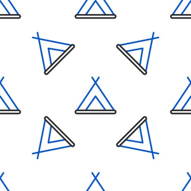 Çizgi turist çadırı simgesi beyaz arka planda izole edilmiş pürüzsüz desen. Kamp sembolü. Renkli taslak konsepti. Vektör.