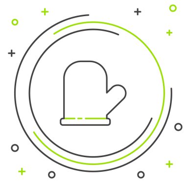 Fırın eldiveni simgesi beyaz arkaplanda izole edildi. Mutfak tutacağı işareti. Yemek eldiveni. Renkli taslak konsepti. Vektör.