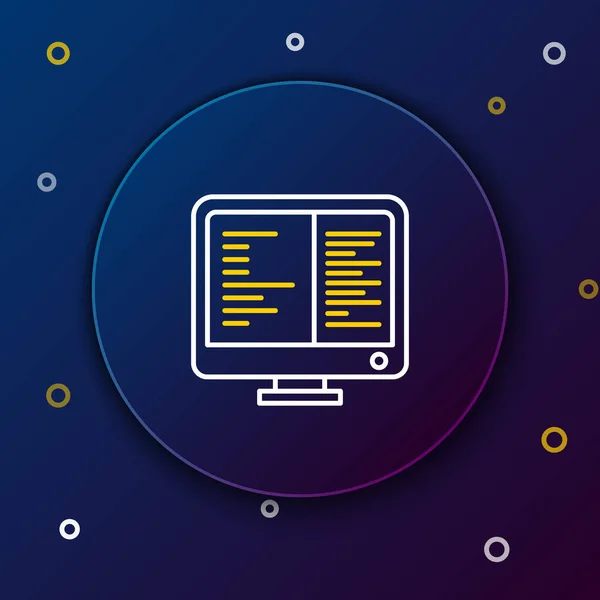 Línea Icono Pantalla Monitor Computadora Aislado Sobre Fondo Azul Dispositivo — Vector de stock
