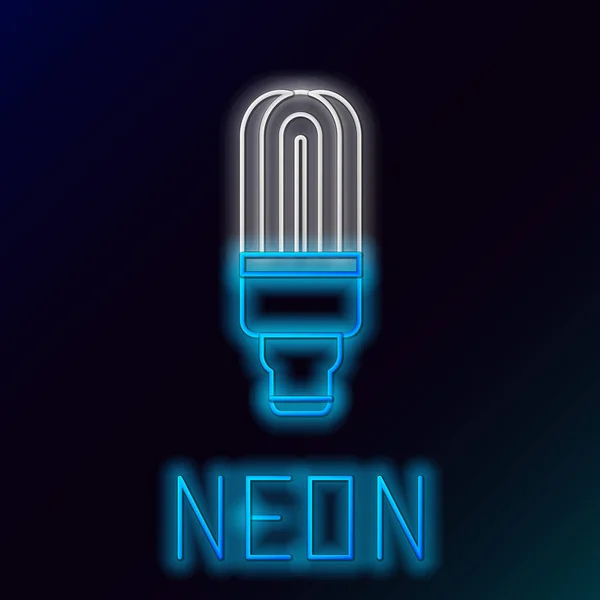 Zářící Neonové Vedení Led Žárovka Ikona Izolované Černém Pozadí Ekonomická — Stockový vektor