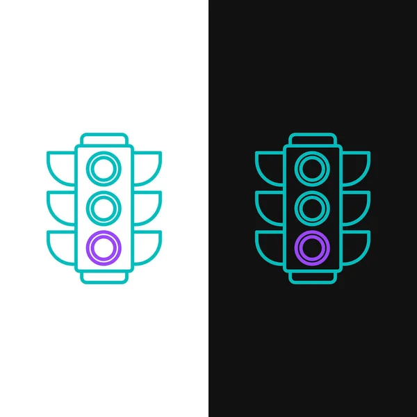Icono Semáforo Línea Aislado Sobre Fondo Blanco Negro Concepto Esquema — Archivo Imágenes Vectoriales