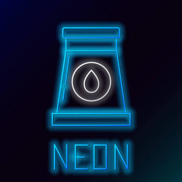 Glödande Neon Line Olja Och Gas Industriell Fabrik Byggnad Ikon — Stock vektor