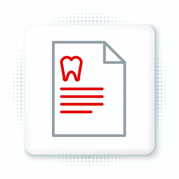 Linha Clipboard Com Cartão Dental Paciente Ícone Registros Médicos Isolados — Vetor de Stock