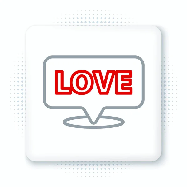 Γραμμική Φυσαλίδα Ομιλίας Εικονίδιο Αγάπης Κειμένου Που Απομονώνεται Λευκό Φόντο — Διανυσματικό Αρχείο