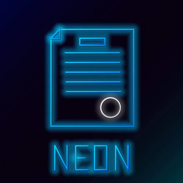 Glödande Neon Line Arresteringsordern Ikonen Isolerad Svart Bakgrund Häktningsorder Polisrapport — Stock vektor