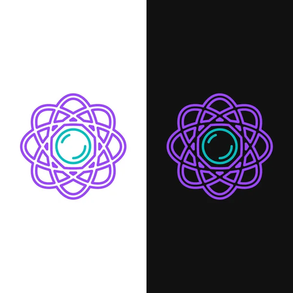 Значок Лінії Atom Ізольовано Білому Чорному Тлі Символ Науки Освіти — стоковий вектор