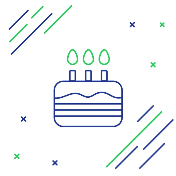 Torta Línea Con Icono Velas Encendidas Aisladas Sobre Fondo Blanco — Vector de stock