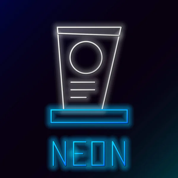 Gloeiende Neon Lijn Graf Met Grafsteen Pictogram Geïsoleerd Zwarte Achtergrond — Stockvector