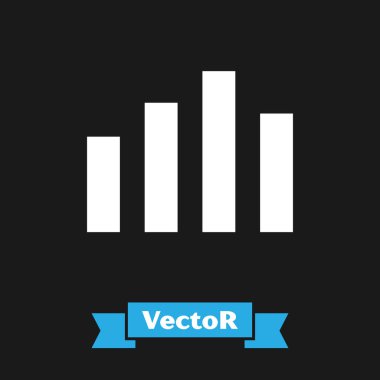 Beyaz Müzik eşitleyici simgesi siyah arkaplanda izole edildi. Ses dalgası. Ses dijital dengeleyici teknolojisi, konsol paneli, nabız müzikali. Vektör.