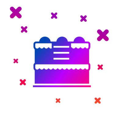 Renkli Kek simgesi beyaz arkaplanda izole edildi. Doğum günün kutlu olsun. Kademeli rastgele dinamik şekiller. Vektör.