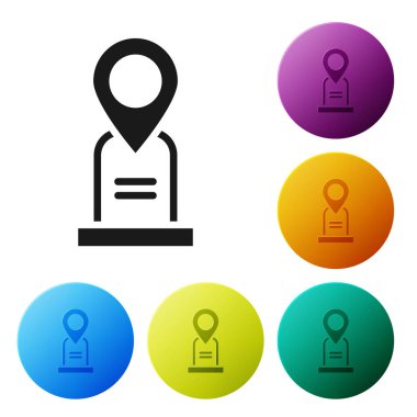 Siyah Konum mezar simgesi beyaz arkaplanda izole edildi. Simgeleri renk daire düğmelerine ayarla. Vektör.