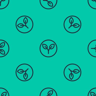 Mavi çizgi biyo yakıt ikonu yeşil arka planda pürüzsüz desen izole etti. Çevre biyografisi. Yeşil çevre ve geri dönüşüm. Vektör İllüstrasyonu.