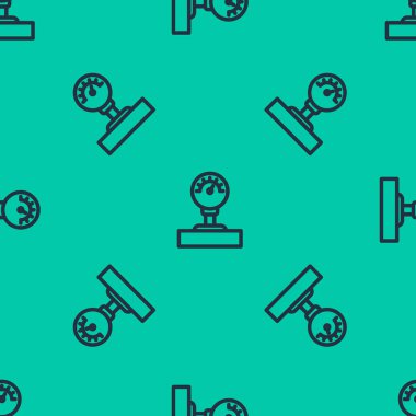 Mavi çizgi ölçeği simgesi yeşil arkaplanda izole edilmiş pürüzsüz desen. Memnuniyet, sıcaklık, manometre, risk, değerlendirme, performans, hız taktik ölçer. Vektör İllüstrasyonu.