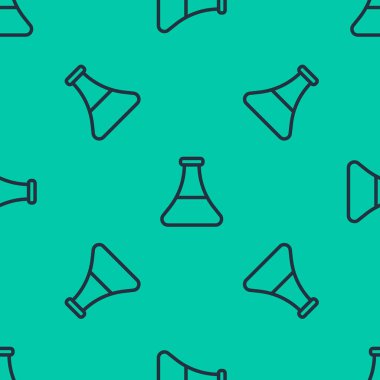 Mavi çizgi petrol test tüpü ikonu yeşil arka planda izole edilmiş pürüzsüz desen. Vektör İllüstrasyonu.