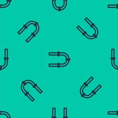 Mavi çizgi sanayi metalik boru ikonu yeşil arka planda izole edilmiş pürüzsüz desen. Vektör İllüstrasyonu.