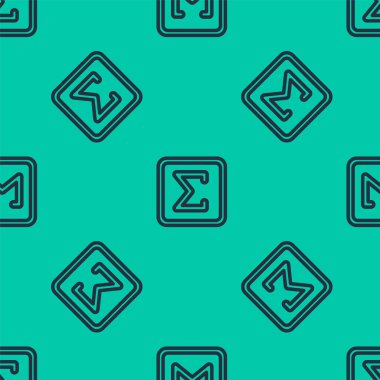 Mavi çizgi Geometrik şekil kare simgesi yeşil arkaplanda izole edilmiş pürüzsüz desen. Soyut şekil. Geometrik süs. Vektör İllüstrasyonu.