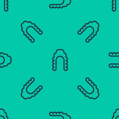 Mavi çizgi yargıcı peruk ikonu yeşil arka planda kusursuz deseni izole etti. Ortaçağ tarzı antika. Vektör İllüstrasyonu.