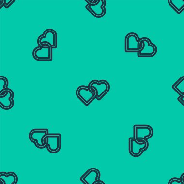 Mavi Hat İki Bağlı Kupa simgesi yeşil arka planda kusursuz desen izole etti. Romantik sembol, bağlanma, tutku ve düğün. Mutlu Kadın Günleri. Vektör İllüstrasyonu.