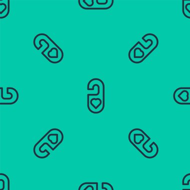 Mavi çizgi. Lütfen yeşil arka planda izole edilmiş kalp ikonu ile rahatsız etmeyin. 8 Mart. Uluslararası Mutlu Kadınlar Günü. Vektör İllüstrasyonu.