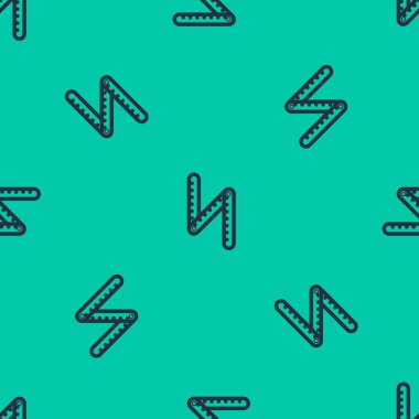 Mavi çizgi katlanır cetvel simgesi yeşil arkaplanda izole edilmiş pürüzsüz desen. Vektör İllüstrasyonu.