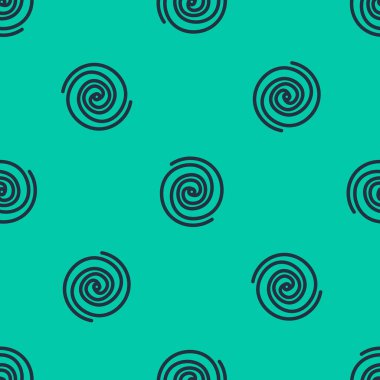 Mavi çizgi kara delik simgesi yeşil arkaplanda izole edilmiş kusursuz desen. Uzay deliği. Collapsar. Vektör İllüstrasyonu.