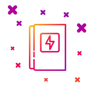 Beyaz arkaplanda izole edilmiş renkli elektrik paneli simgesi. Kademeli rastgele dinamik şekiller. Vektör.