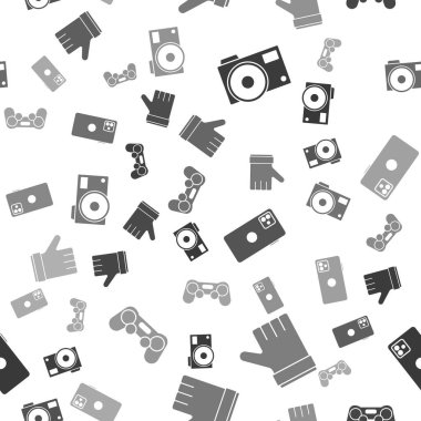 Fotoğraf makinesini, el kamerasını, akıllı telefonu, cep telefonunu ve Gamepad 'i kusursuz şekilde ayarla. Vektör.