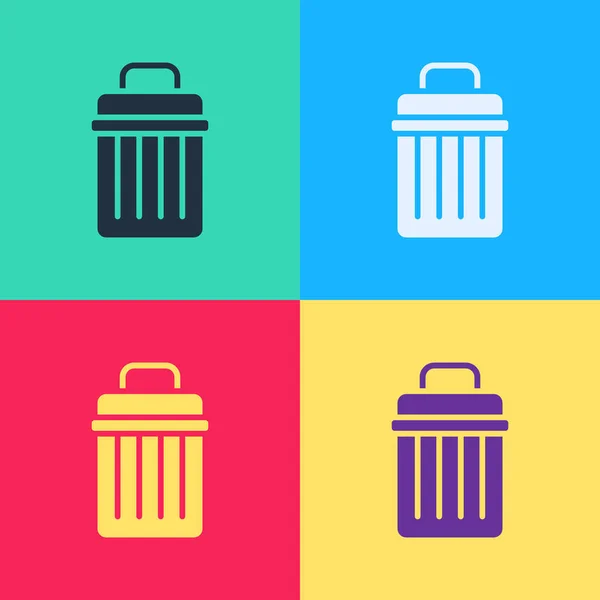 Pop Art Trash Can Icon Isolated Color Background Garbage Bin — Stock Vector