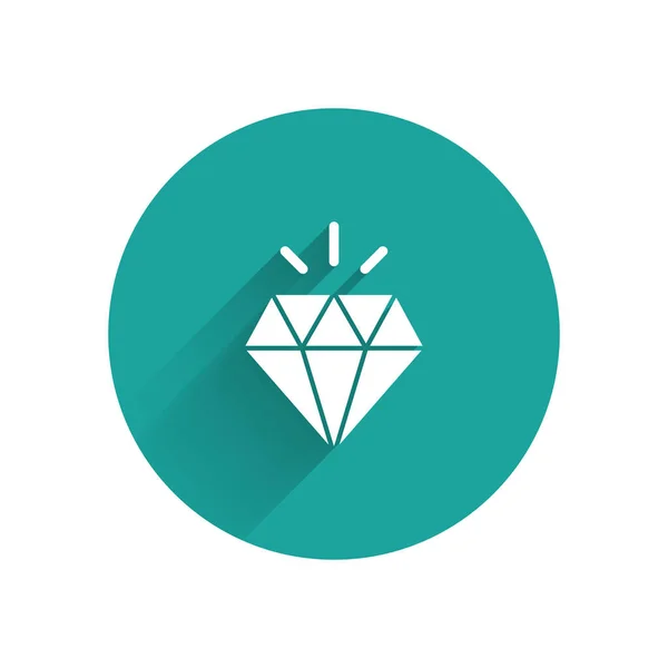 Ícone Diamante Branco Isolado Com Sombra Longa Símbolo Jóias Pedra — Vetor de Stock